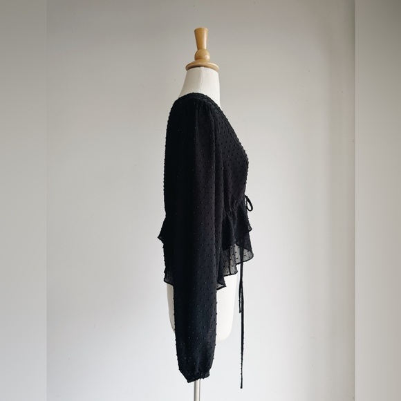 Mustard Seed Black Swiss Dot Cropped Blouse | Whimsy Goth | M - Picture 3 of 6